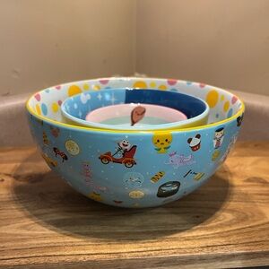 Disney Parks Blue and Pink Cartoon Nesting Bowls by Jerrod Maruyama